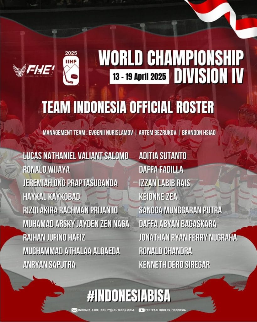 Official Roster Team Ice Hockey Indonesia at World Championships Division IV 2025
